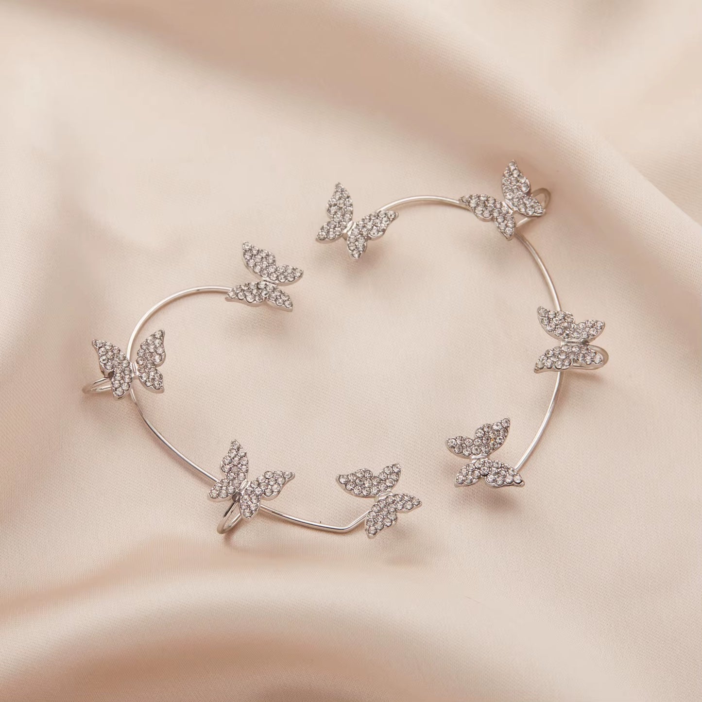 Korean Style Butterfly Ear Clips without Piercing for Women Sparkling Zircon Ear Cuff Clip Earrings Wedding Party Jewelry Gifts