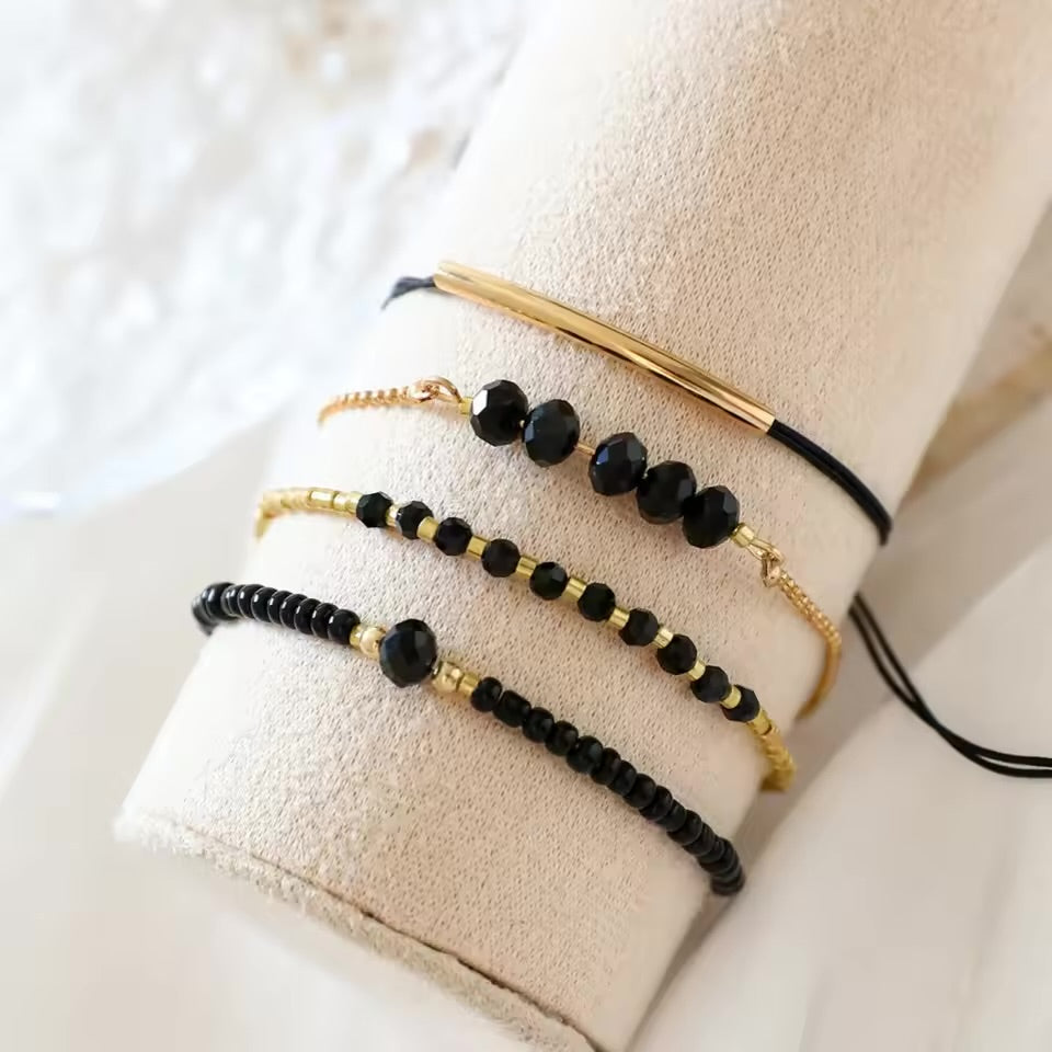 Bracelet en pierre de verre noir
