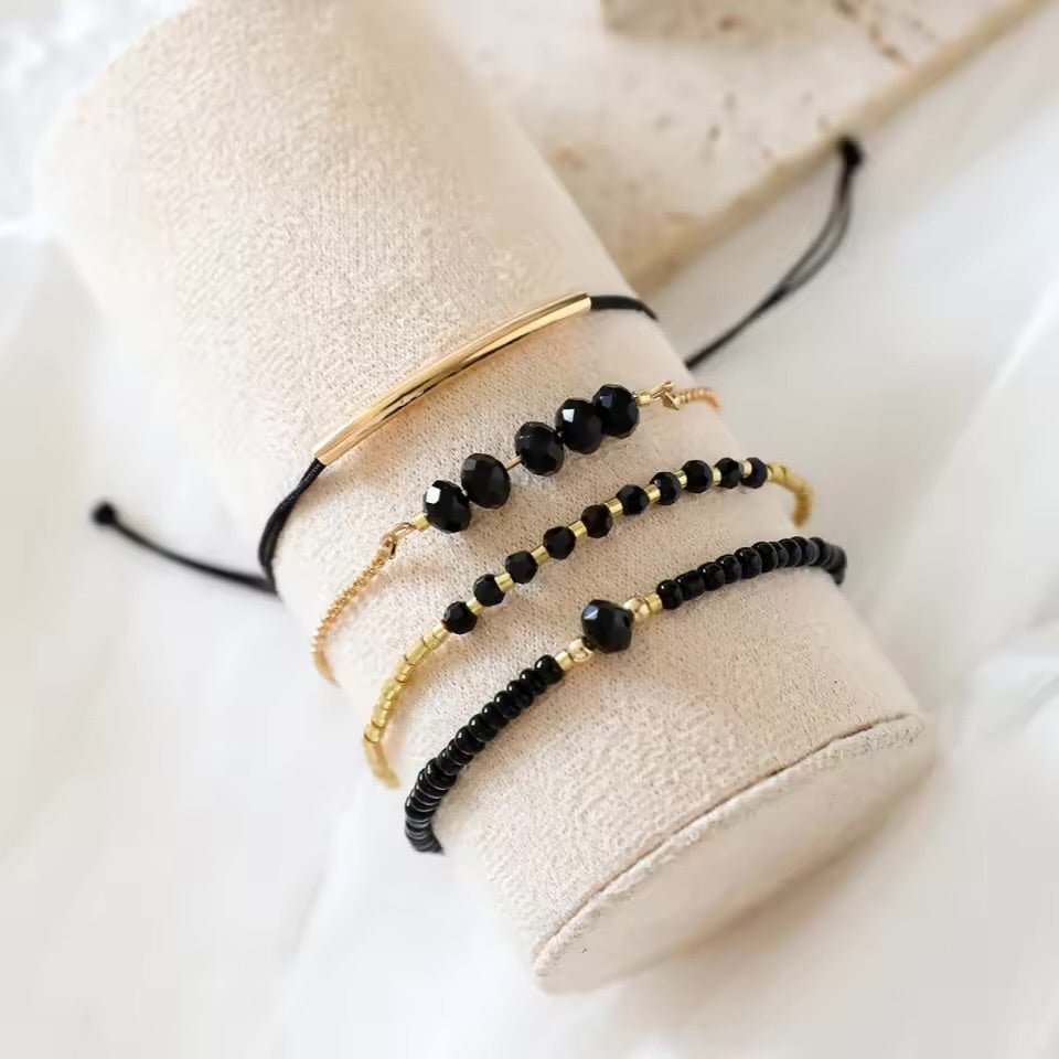 Bracelet en pierre de verre noir