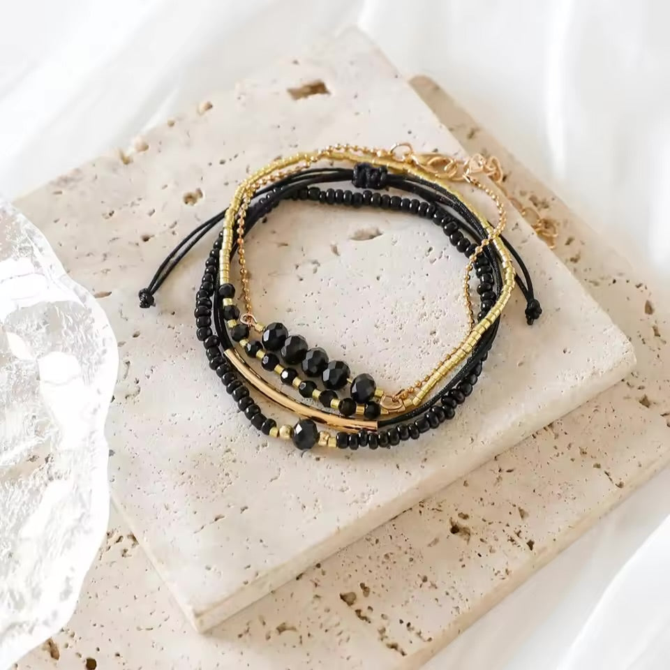 Bracelet en pierre de verre noir