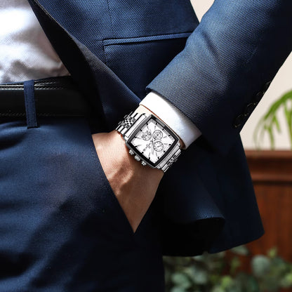 2023 New  Stainless Steel Quartz Watch for Men Fashion Wristwatch Waterproof Luminous Chronograph Date Sport Timepiece