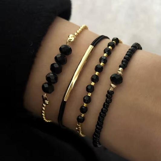 Bracelet en pierre de verre noir