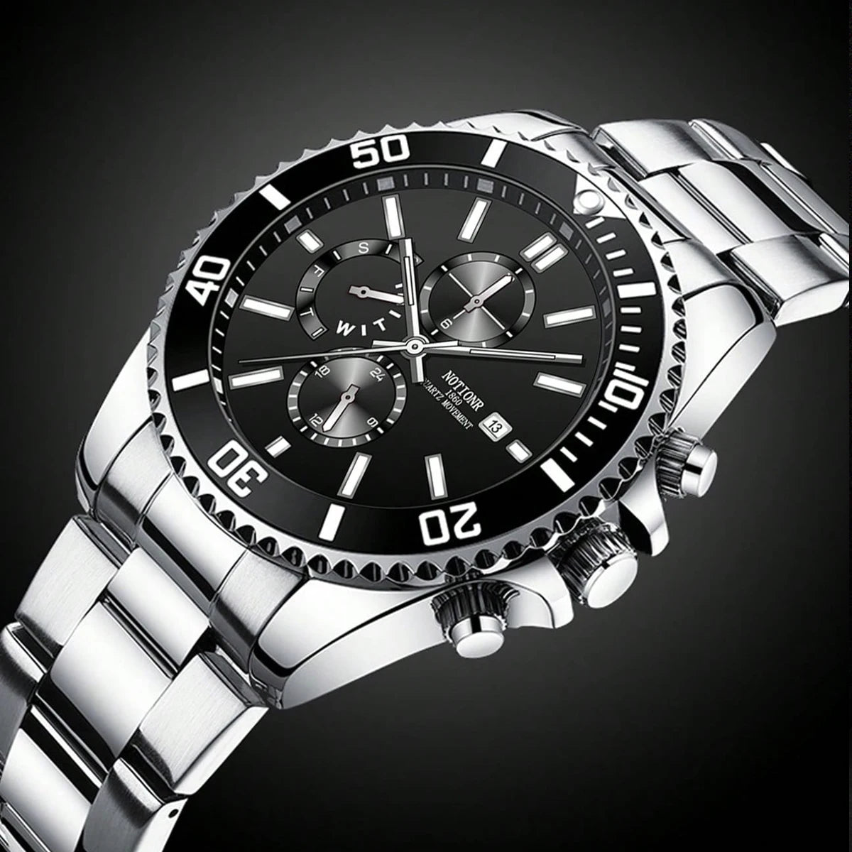 Luxury Men'S Business Watches Men Silver Stainless Steel Quartz Watch Male Luminous Clock