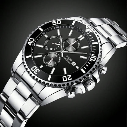 Luxury Men'S Business Watches Men Silver Stainless Steel Quartz Watch Male Luminous Clock