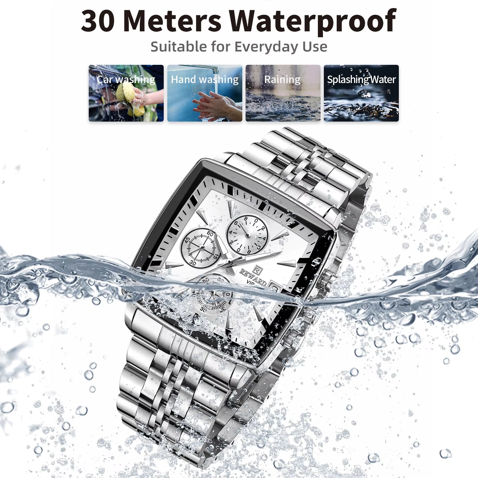 2023 New  Stainless Steel Quartz Watch for Men Fashion Wristwatch Waterproof Luminous Chronograph Date Sport Timepiece