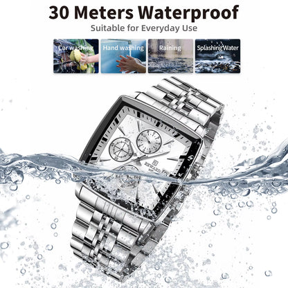 2023 New  Stainless Steel Quartz Watch for Men Fashion Wristwatch Waterproof Luminous Chronograph Date Sport Timepiece