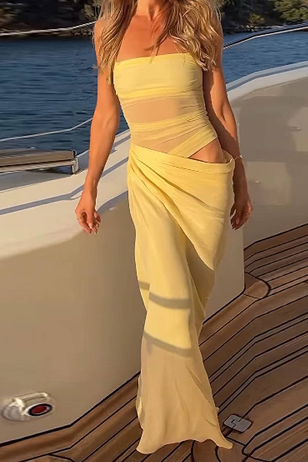 Elegant Women Summer Sexy Bodycon Dresses Mesh Halter Neck Sleeveless Maxi Dress Hollow Out Backless Slim Club Party Vestidos